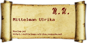 Mittelman Ulrika névjegykártya